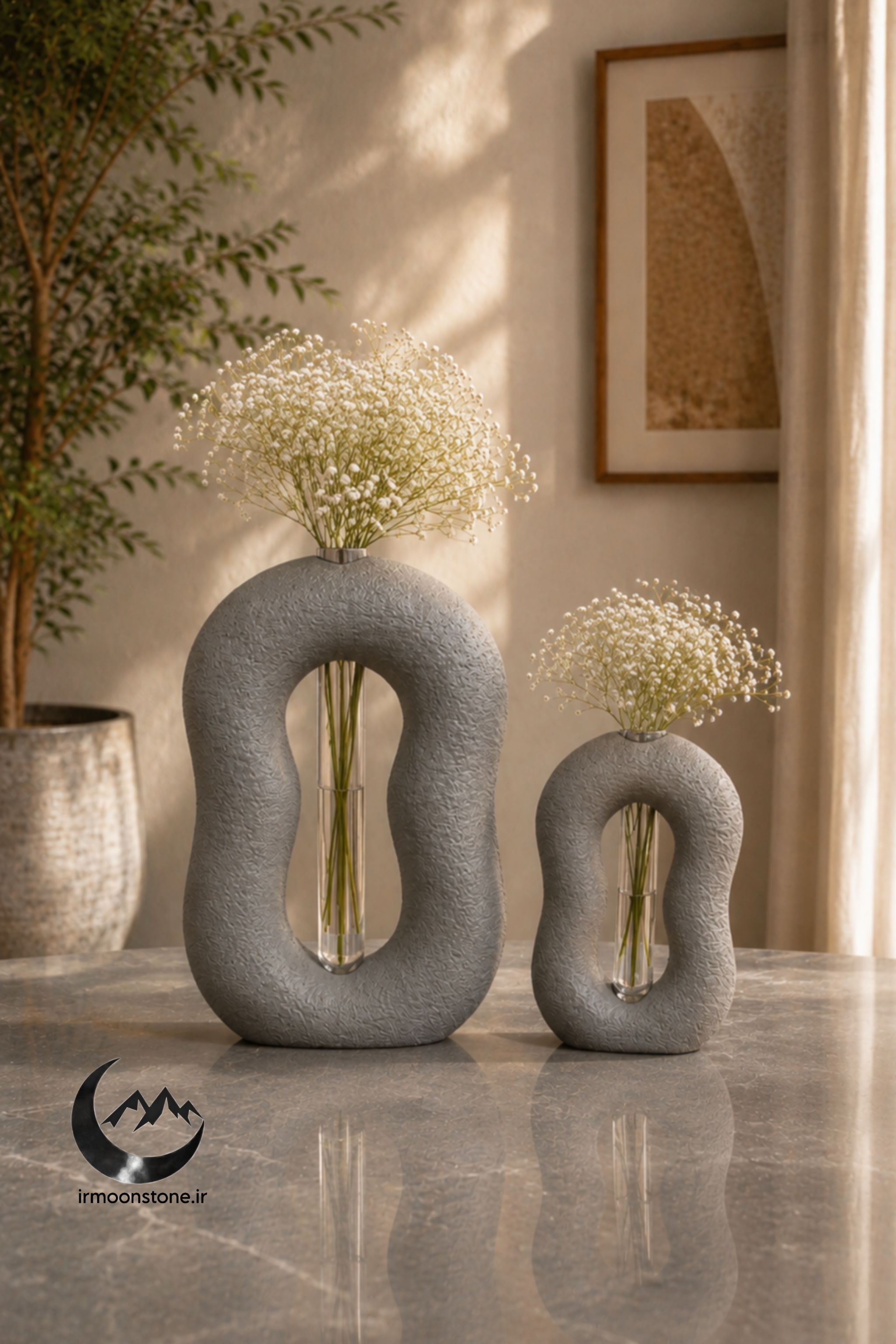گلدان دکوری تکسچر و پتینه طوسی